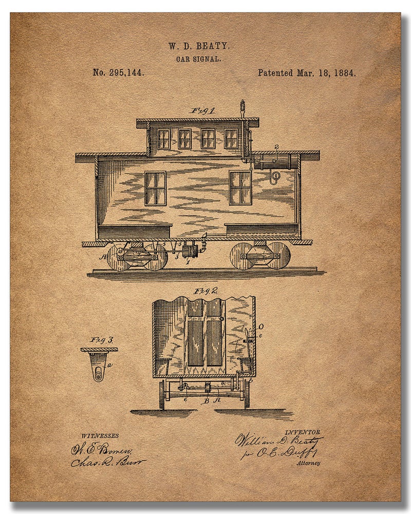 BigWig Prints - Railroad Train Patent Prints, Vintage Train Wall Art, Locomotive Railway Decor Pictures, Classic Railroad Wall Decorations, Blueprint Posters - Set Of 6 (8x10) Unframed - Image 3
